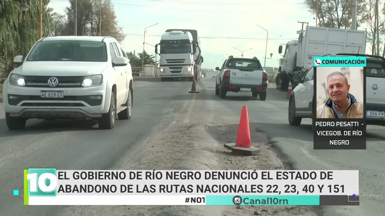 Río Negro denunció el estado de abandono de las Rutas Nacionales 22, 23 ...