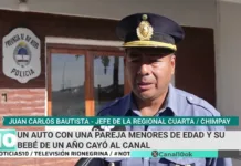 Chimpay: un auto con una pareja de jóvenes y su bebe de un año cayó al canal